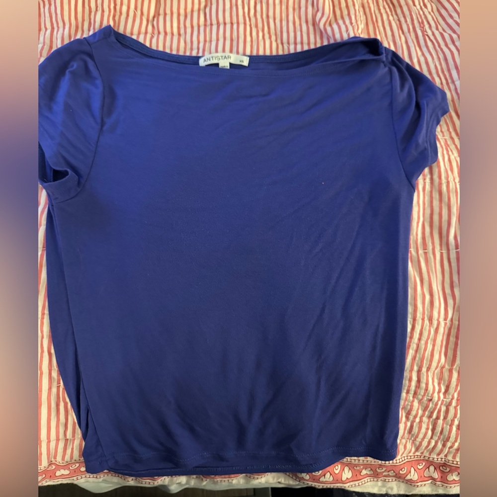 Royal blue boat neck short sleeve